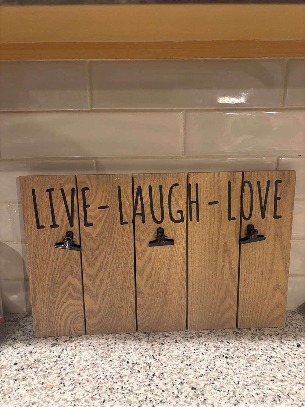 Live Laugh Love Wooden Wall Clip Panel - Natural